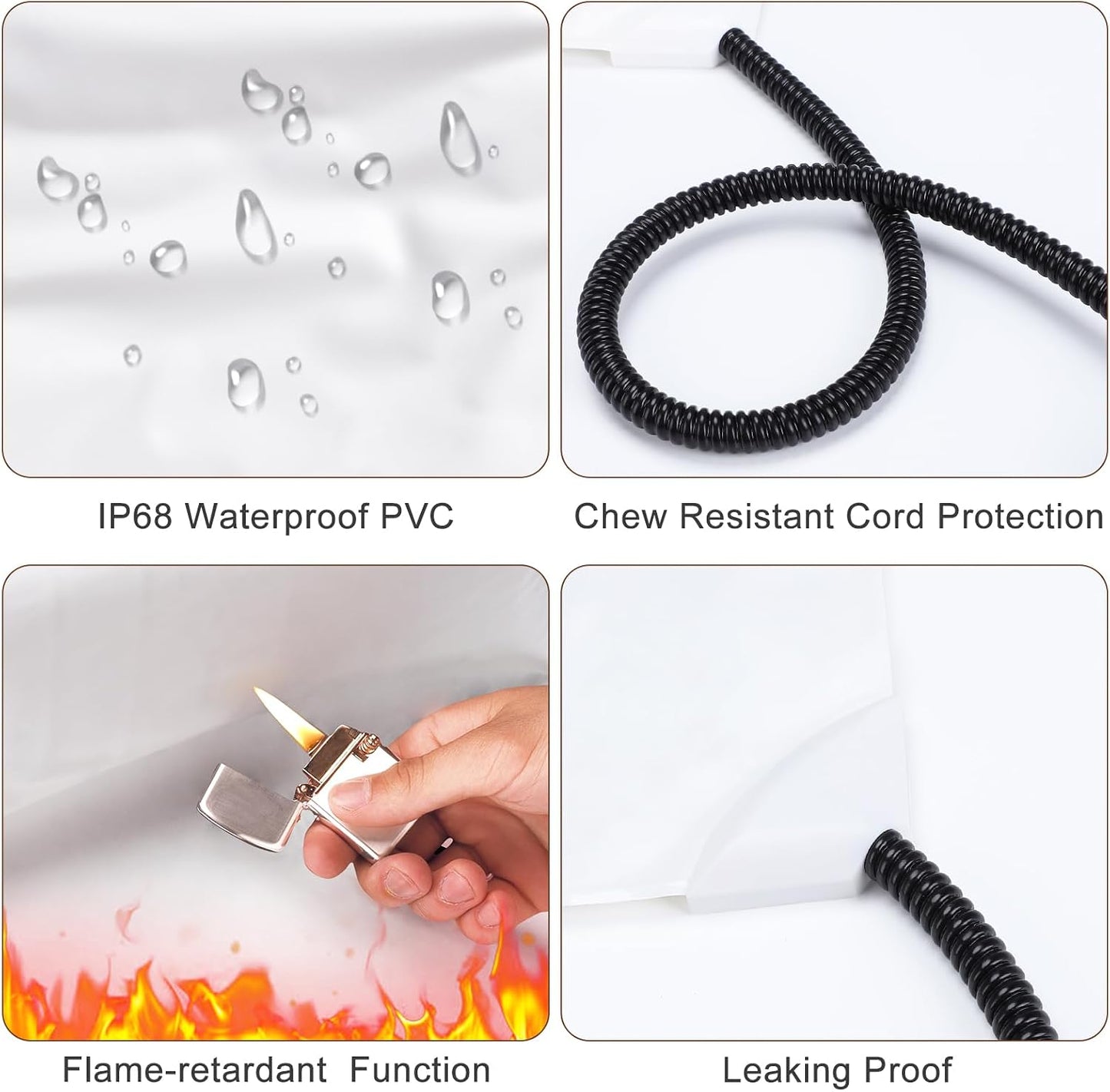 Removable machine-washable Sherpa plush cover unzipping from the waterproof interior heating core.