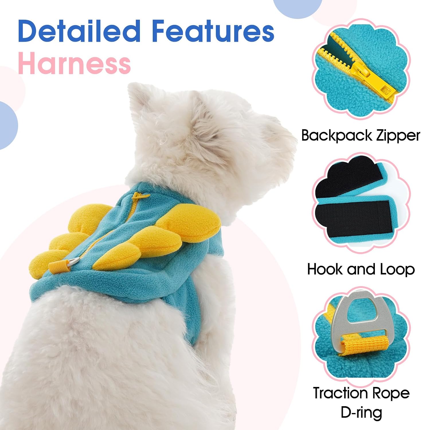 Side view of MORVIGIVE small pet backpack with zipper pocket