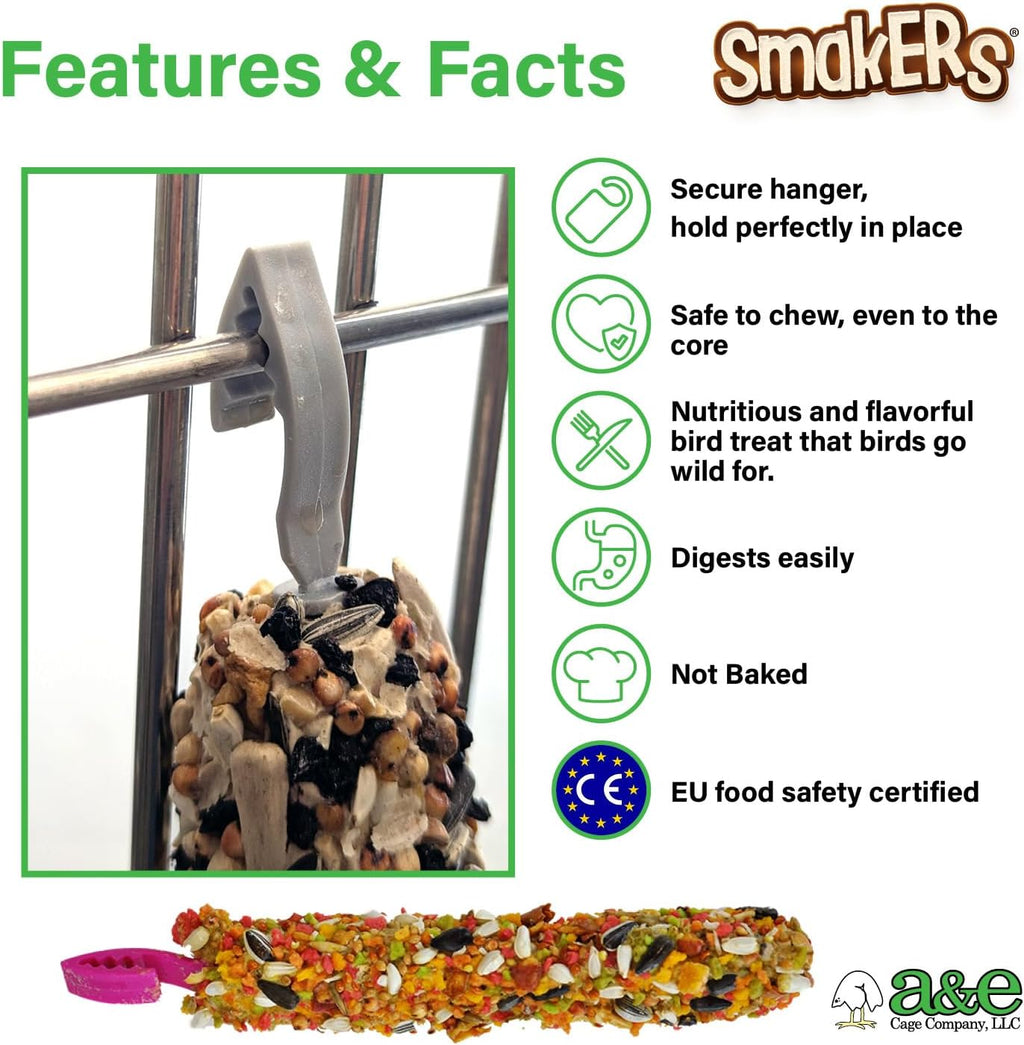 Parakeet enjoying an A&E Cage Company Smakers honey treat stick