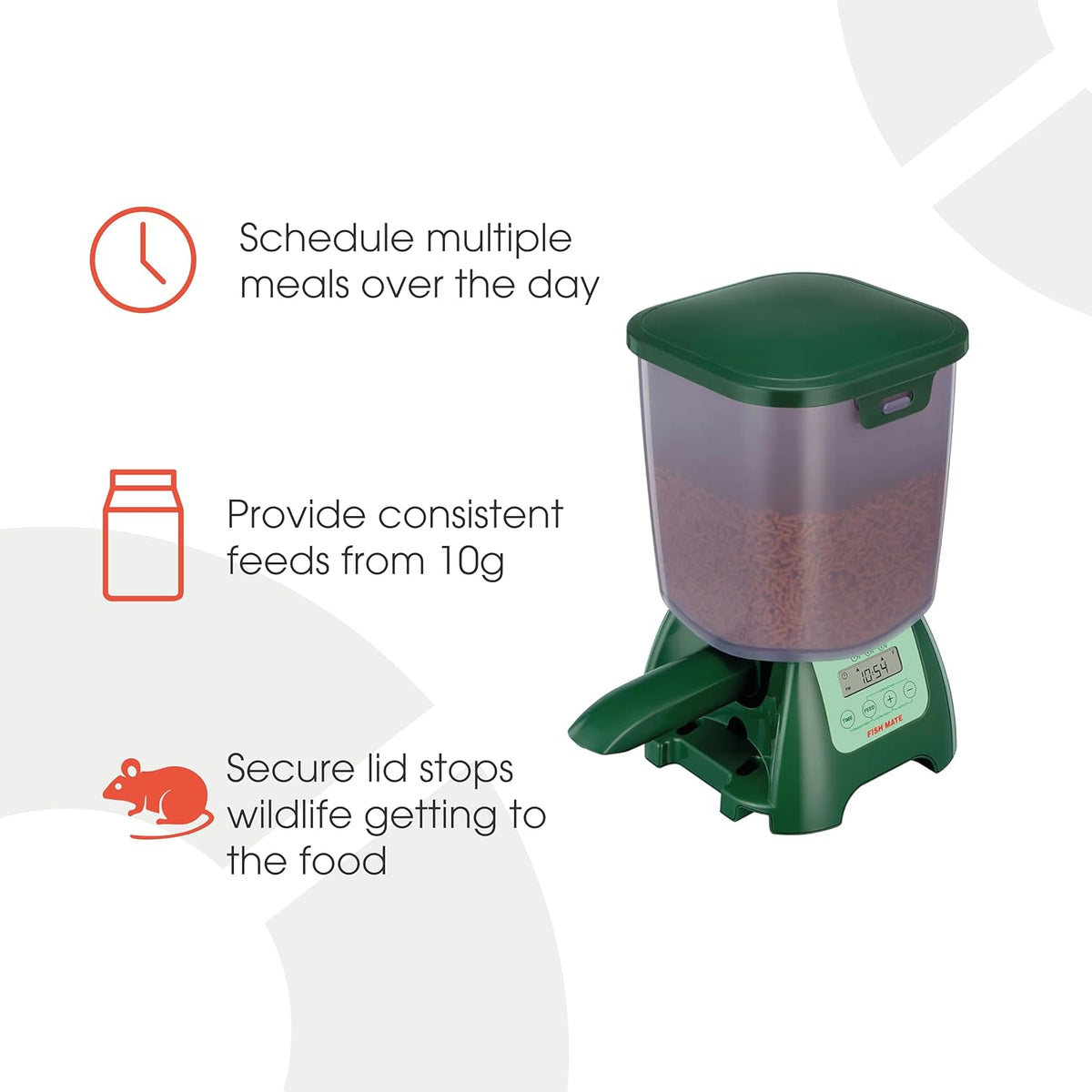 Fish Mate P7000 automatic pond fish feeder front view