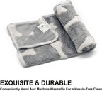 Sorkut soft grey pet blankets neatly folded showing the star and bone prints.