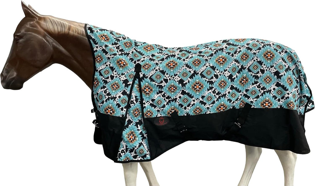 Tech Equestrian rain cover top view showing the neck collar area with hood attachment loops