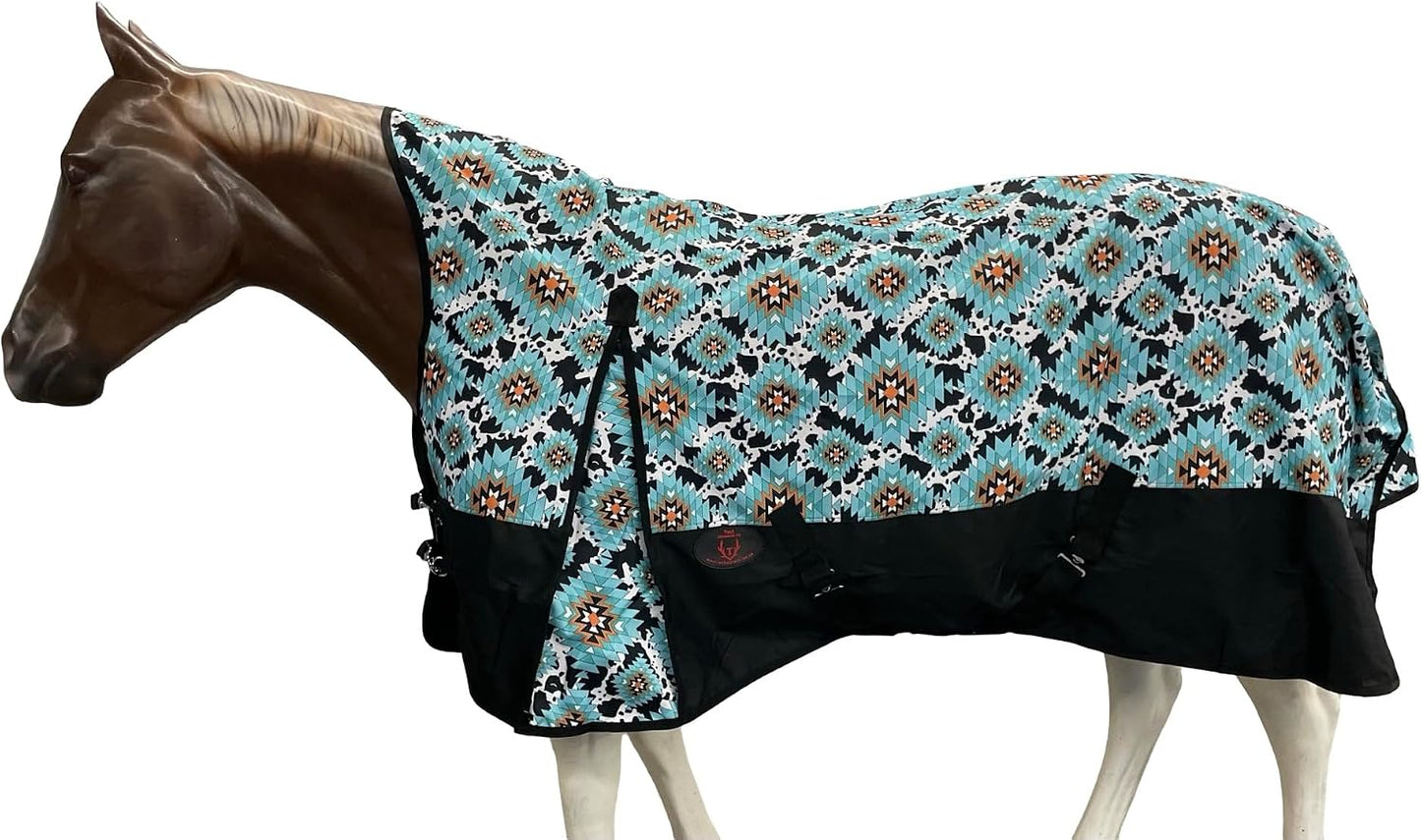 Tech Equestrian rain cover top view showing the neck collar area with hood attachment loops
