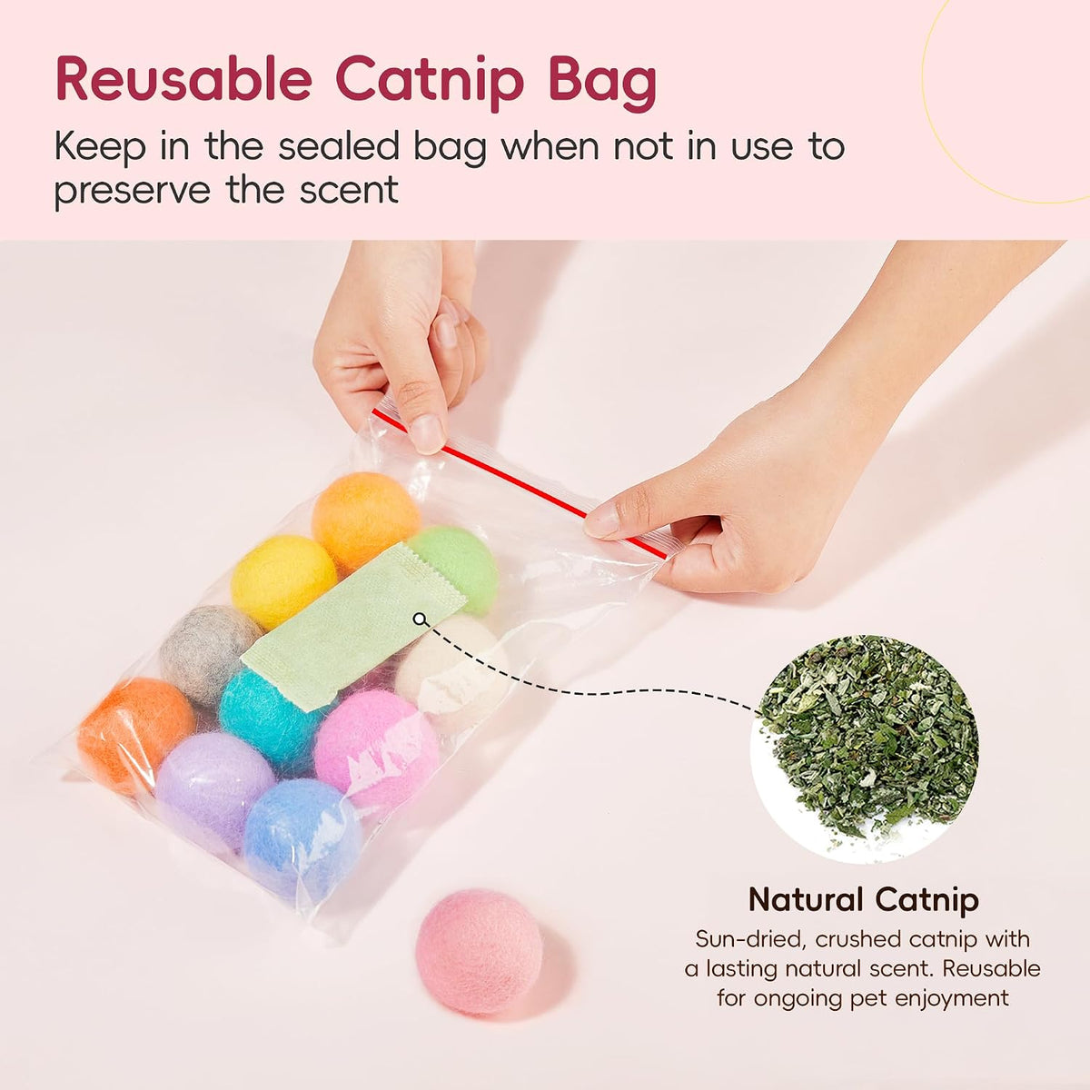 Potaroma felt cat toys in reusable storage bag