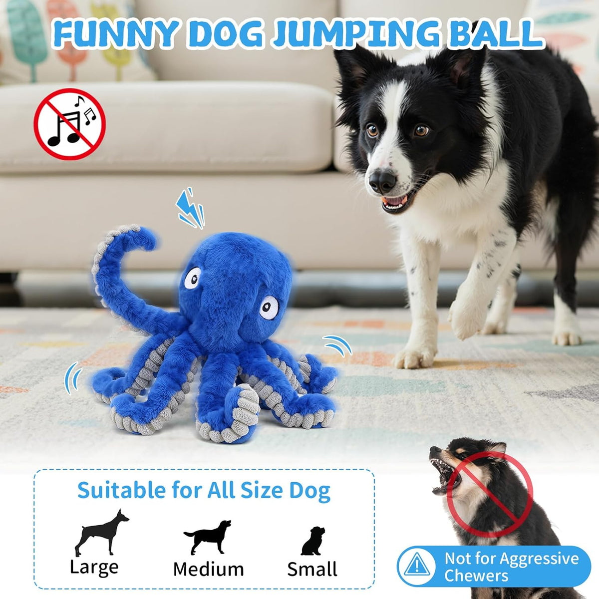 Voxget dog toy elastic tentacles and crinkle texture