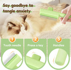 Close up of BusyLive pet brush stainless steel teeth