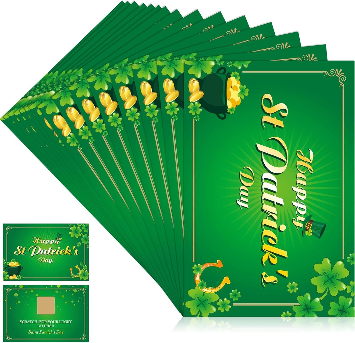 Frienda St. Patrick's Day Fortune Cards front view showing shamrock design