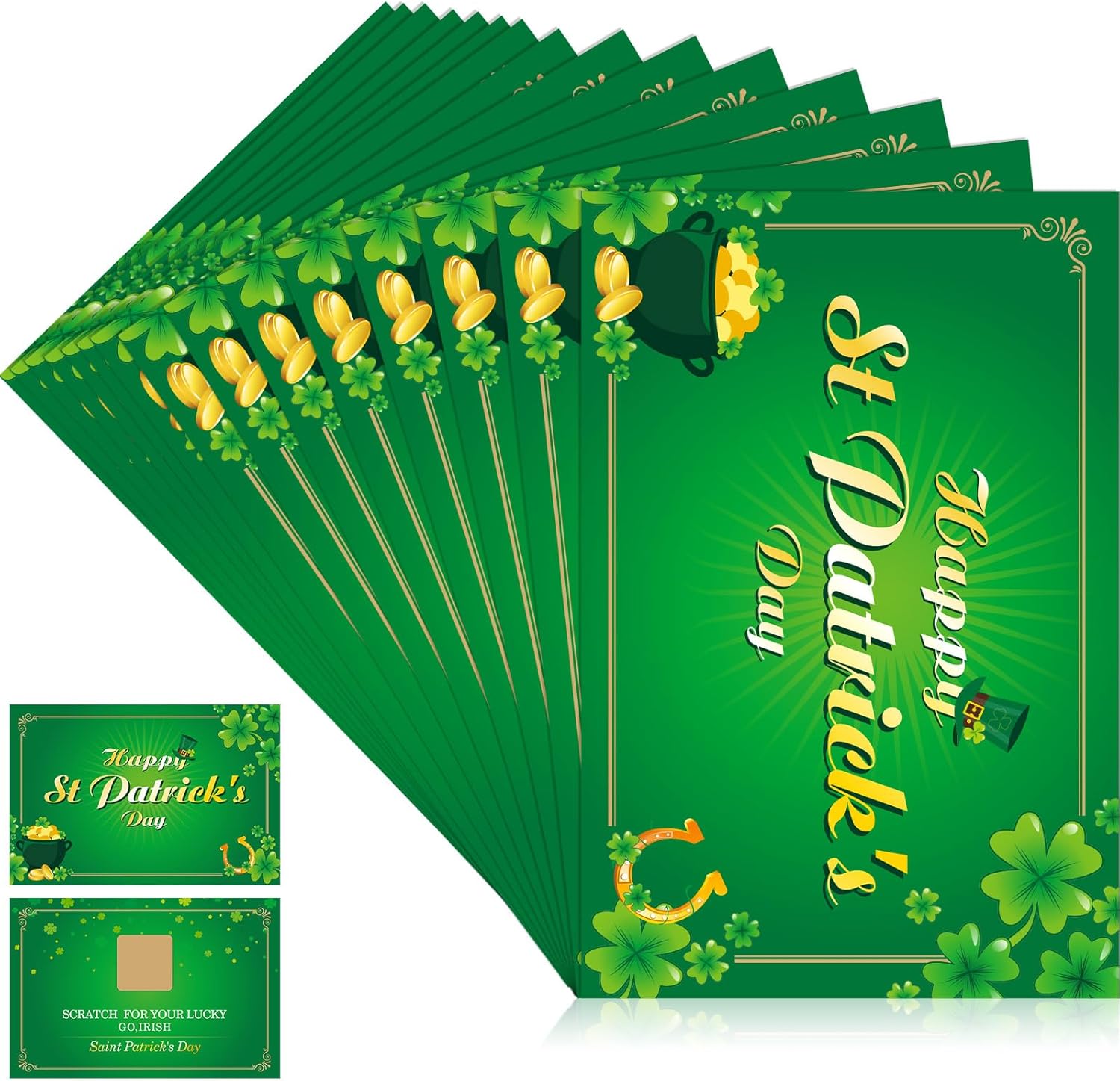 Frienda St. Patrick's Day Fortune Cards front view showing shamrock design