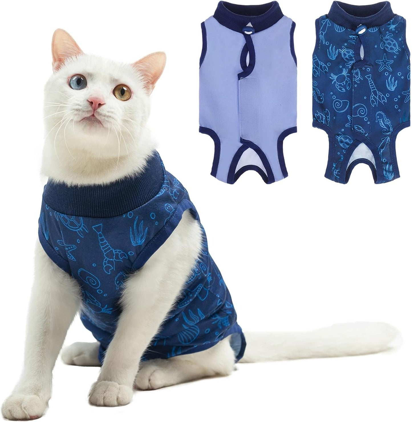 BEAUTYZOO 2 Pack Cat Recovery Suit, Cat Onesie for Cats After Surgery Female Male, Kitten Spay Neuter Surgical Recovery Body Suit Cone of Shame Alternative, Anti Lick Pet Anxiety Vest, Pink XS - Image 9