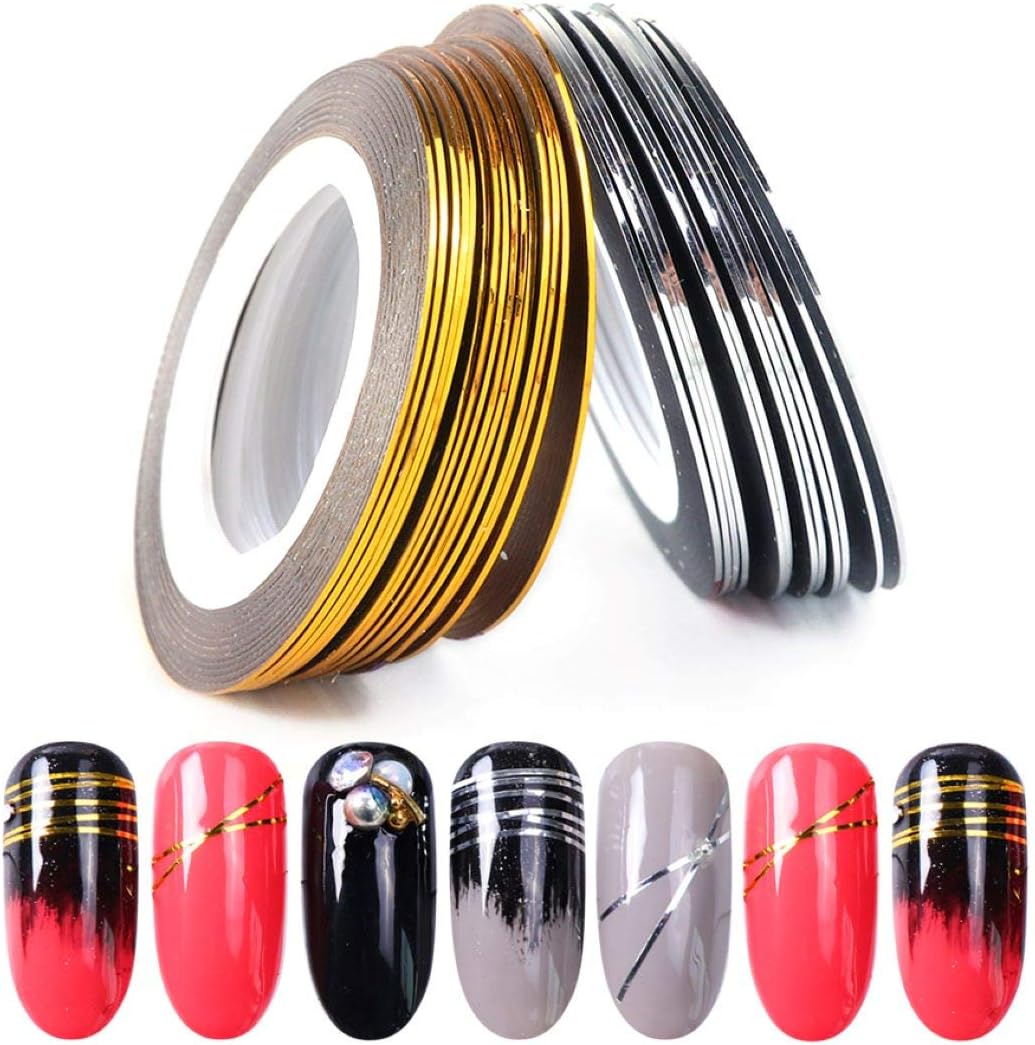 Jiahao AnHua gold and silver nail striping tape rolls front view