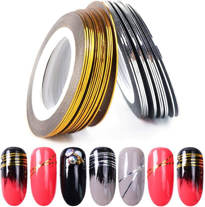 Jiahao AnHua gold and silver nail striping tape rolls front view