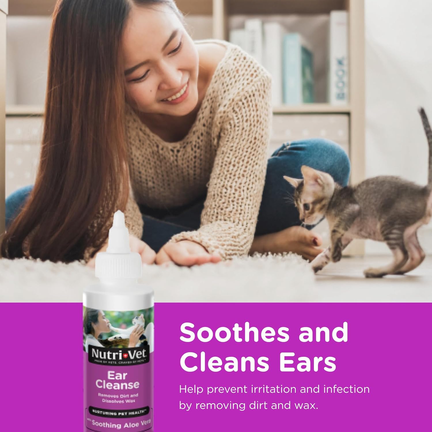 Nutri-Vet feline ear cleaning liquid bottle label