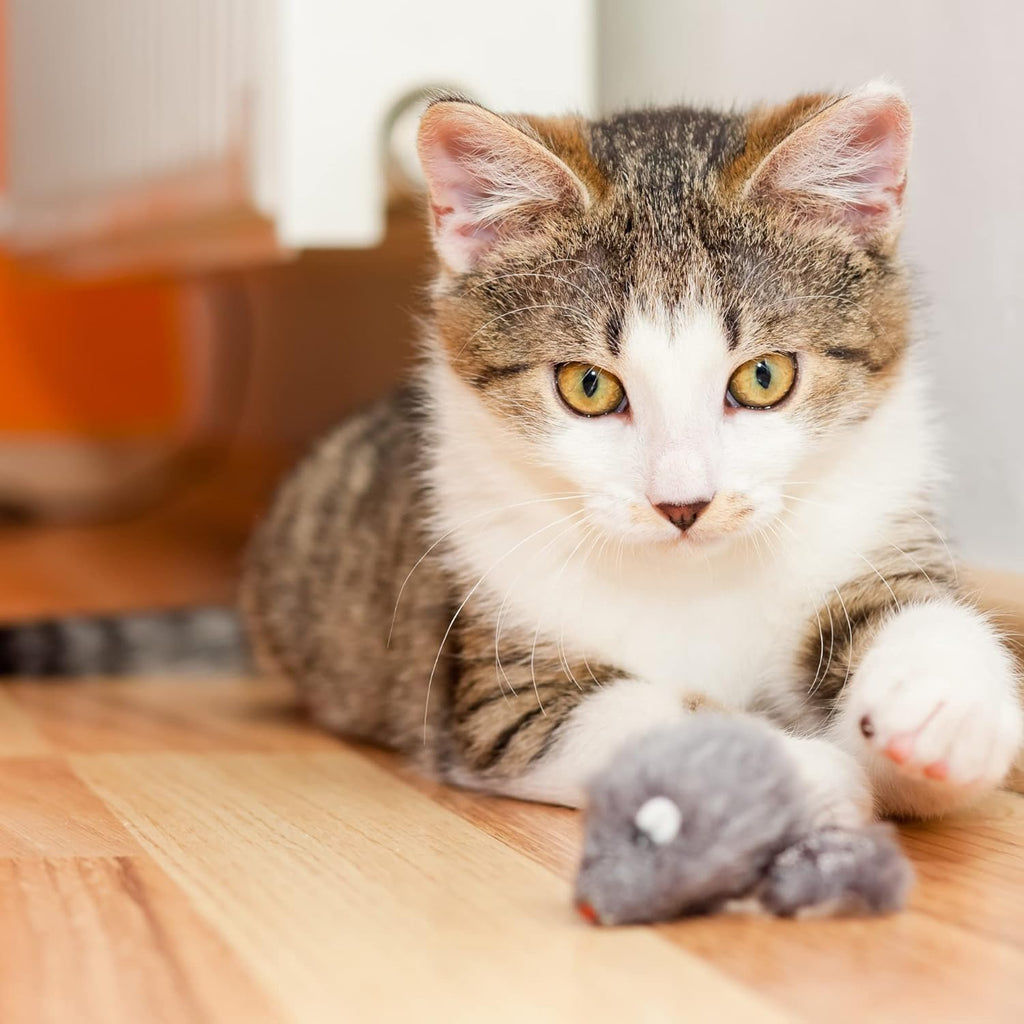 Side angle view of the realistic fake mice showing the durable construction.
