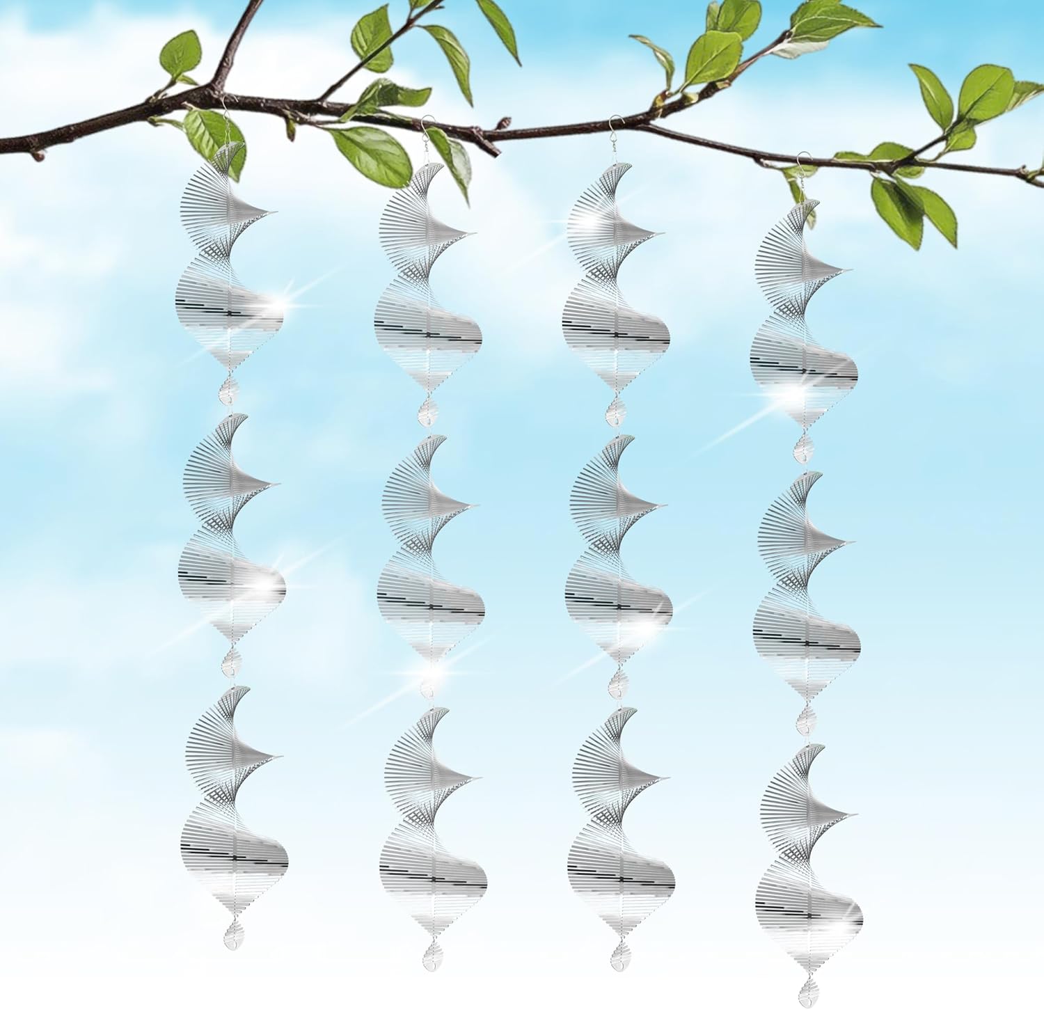Rockfeeltee 3D reflective bird deterrent wind spinner front view