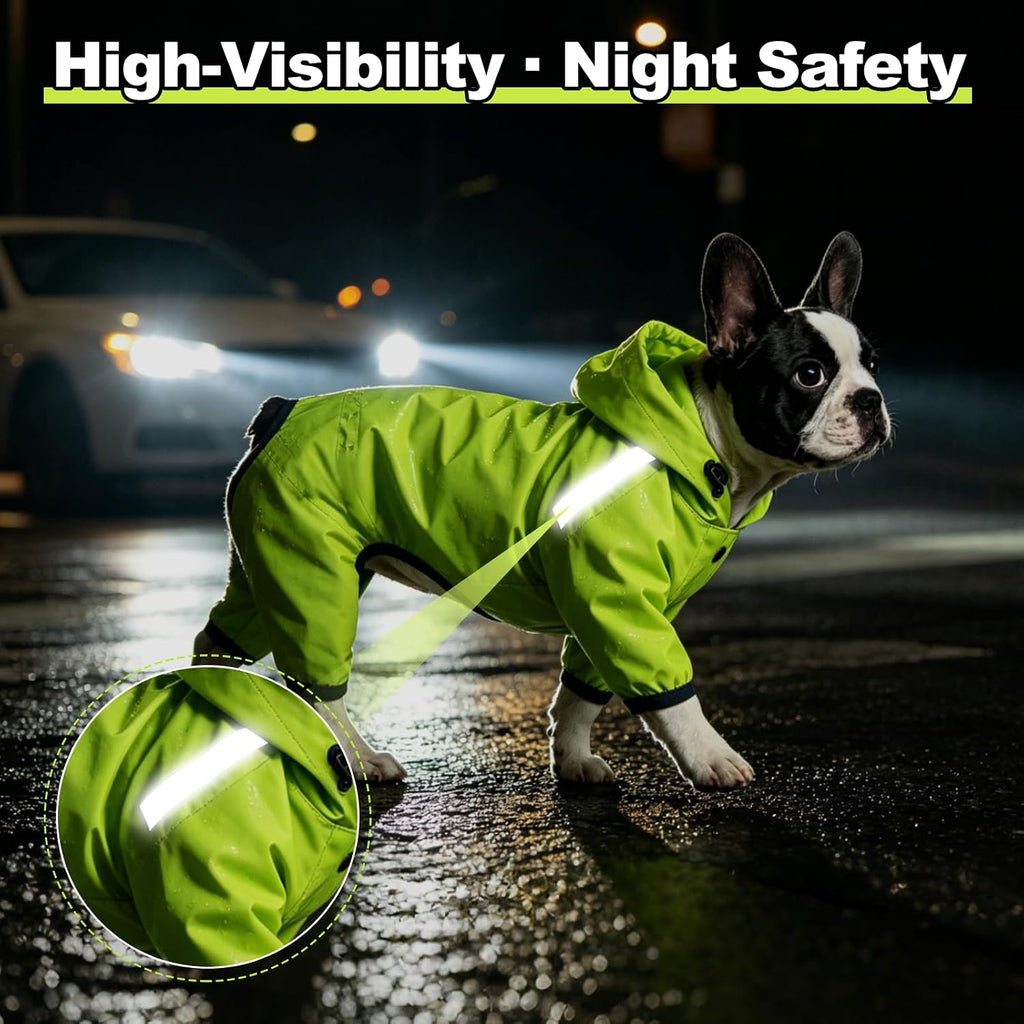 Premium water resistant small dog rain slicker with fully taped seams detailed close up