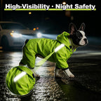 Premium water resistant small dog rain slicker with fully taped seams detailed close up