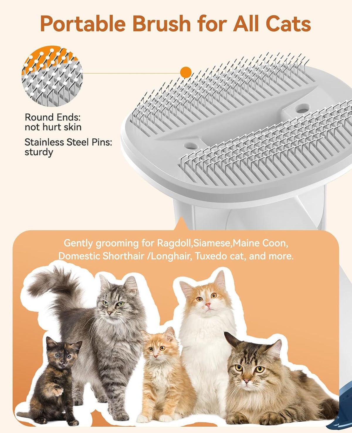 Close up of Oneisall cat grooming brush and attachments