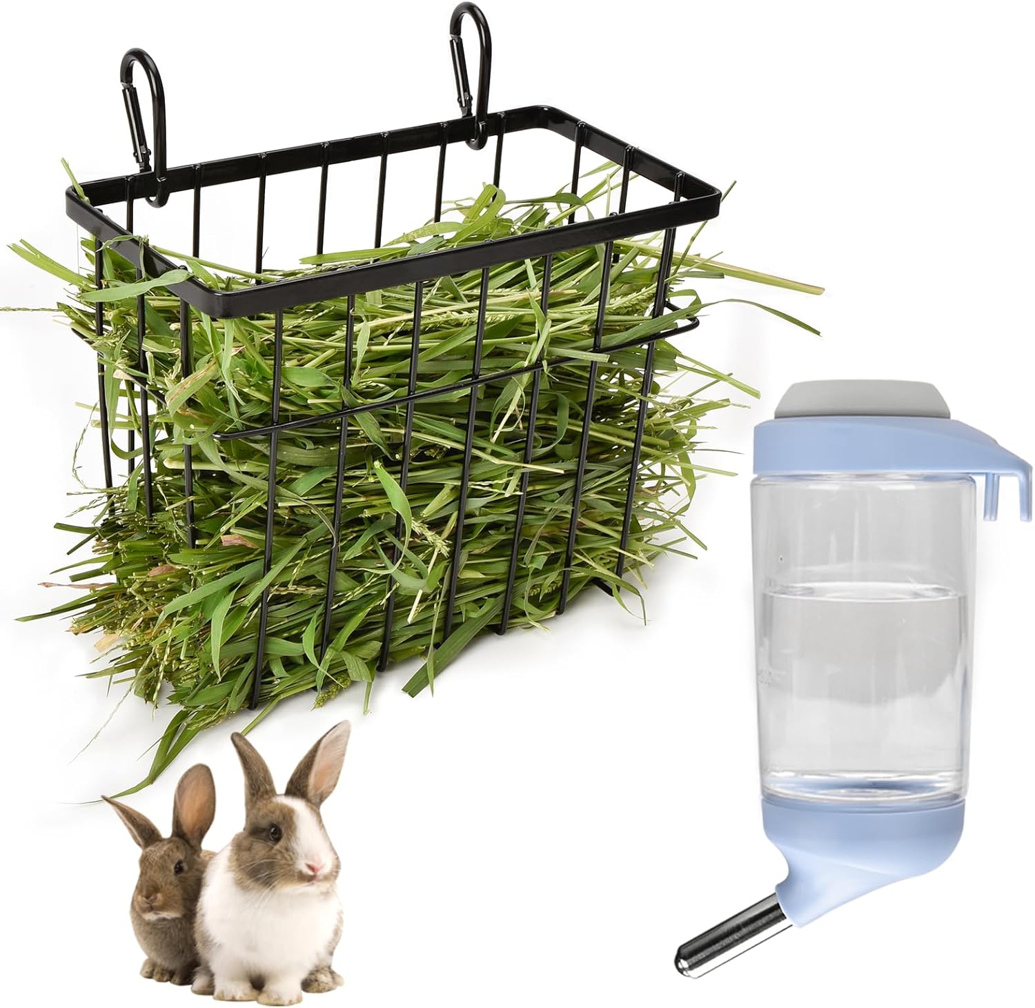 Sangle Sopffy Rabbit Feeder and Water Dispenser Set, Gravity Food Bowl with Water Bottle for Cage, Small Animal Feeding Station for Bunny, Guinea Pig, Chinchilla, Ferret, Hedgehog, Blue 2-Piece Set - Image 8