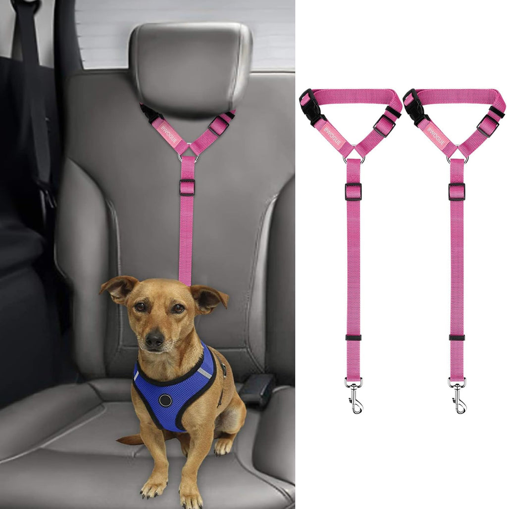 BWOGUE 2 Packs Dog Cat Safety Seat Belt Strap Car Headrest Restraint Adjustable Nylon Fabric Dog Restraints Vehicle Seatbelts Harness - Image 15