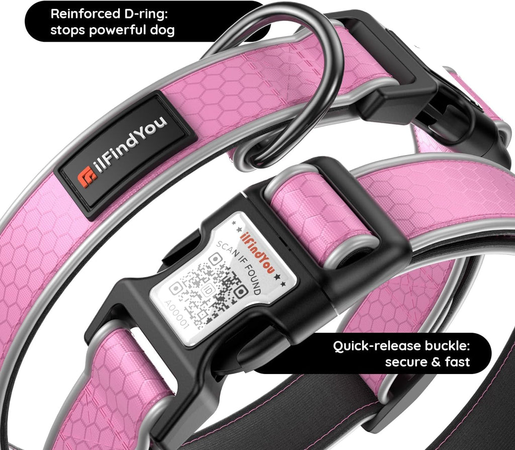 ILFINDYOU heavy duty adjustable pet collar with secure quick release buckle closure