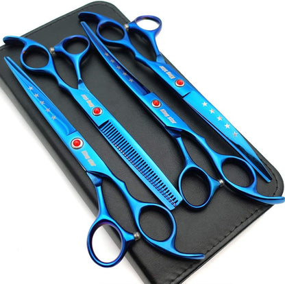 7.0in Titanium Professional dog Grooming Scissors set,Straight & Thinning & Curved scissors 4pcs set for Dog grooming (Bright black) - Image 10
