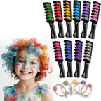 Magicat Hair Chalk Comb Set front view showcasing ten vibrant temporary colors and styling accessories