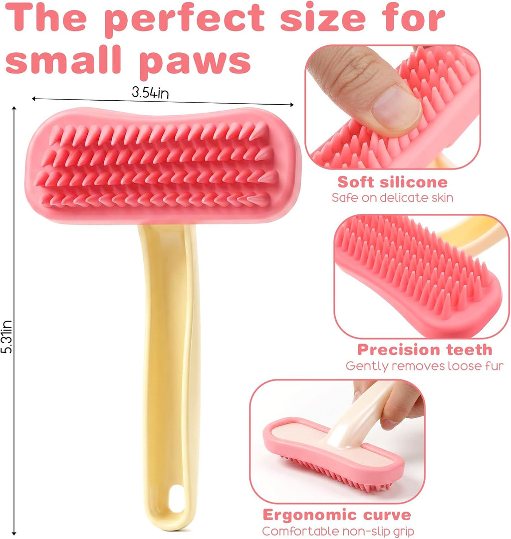 Coppthinktu soft silicone small animal brush removing loose rabbit fur