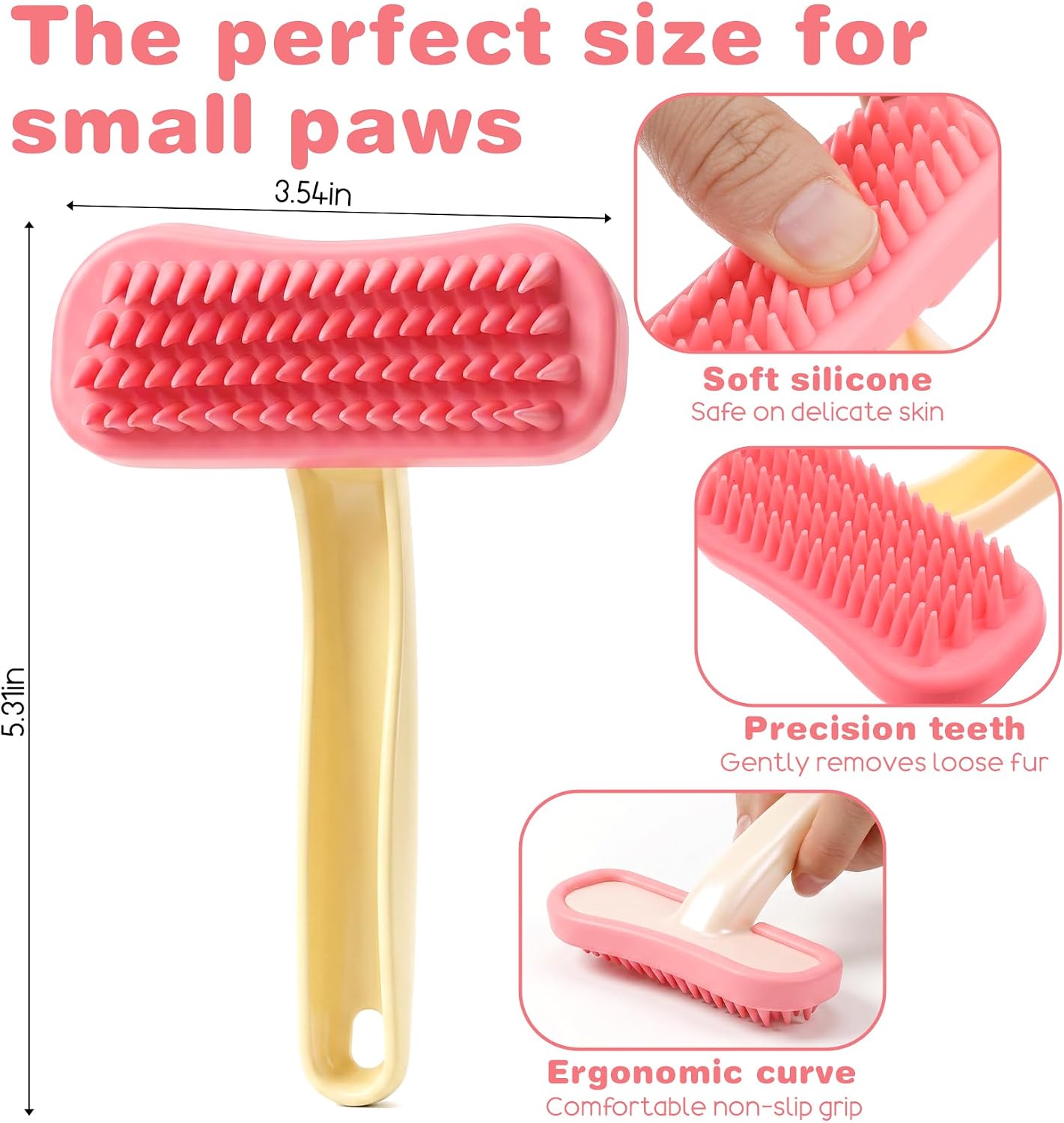 Coppthinktu soft silicone small animal brush removing loose rabbit fur