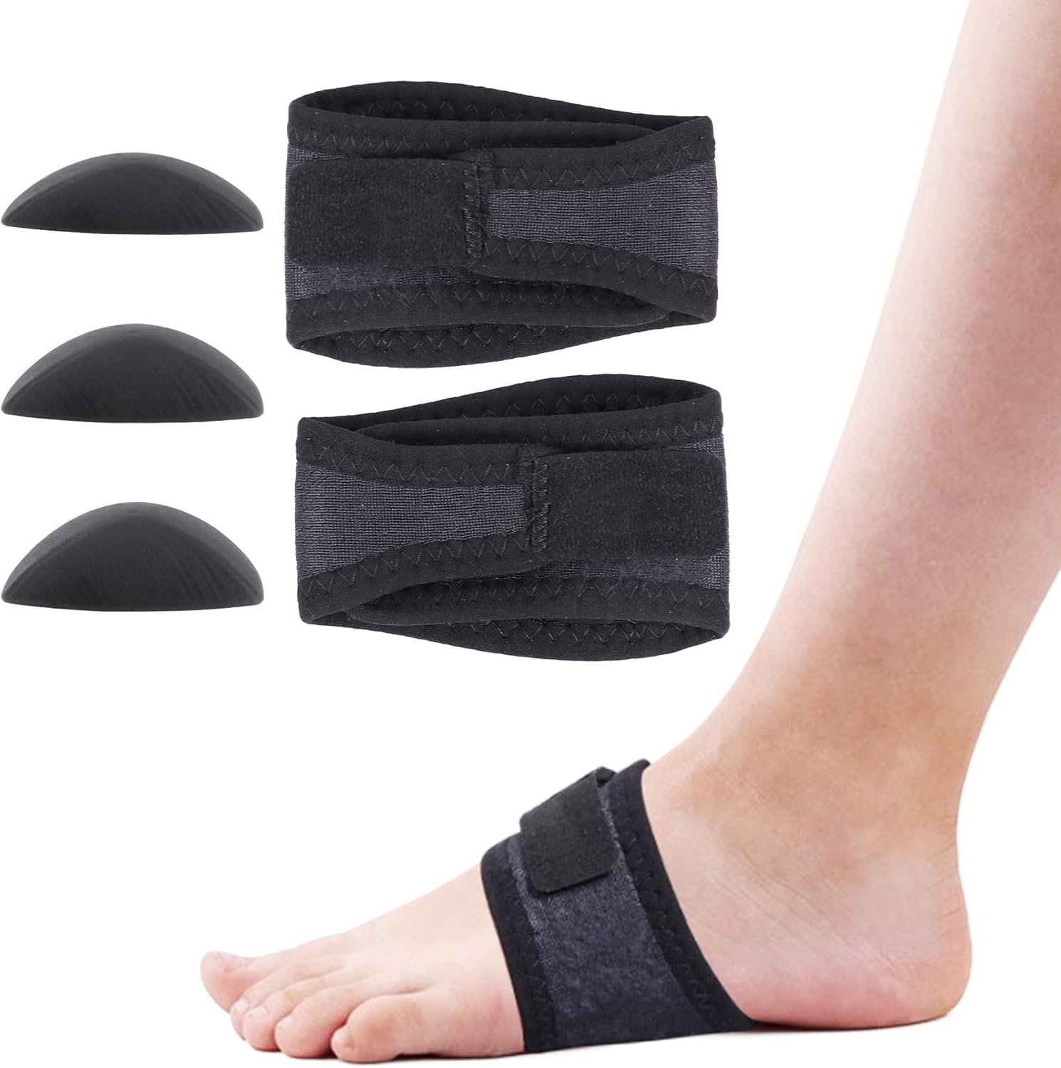 Cozyhealth Foot Arch Support Brace front view showing adjustable strap and gel pad.