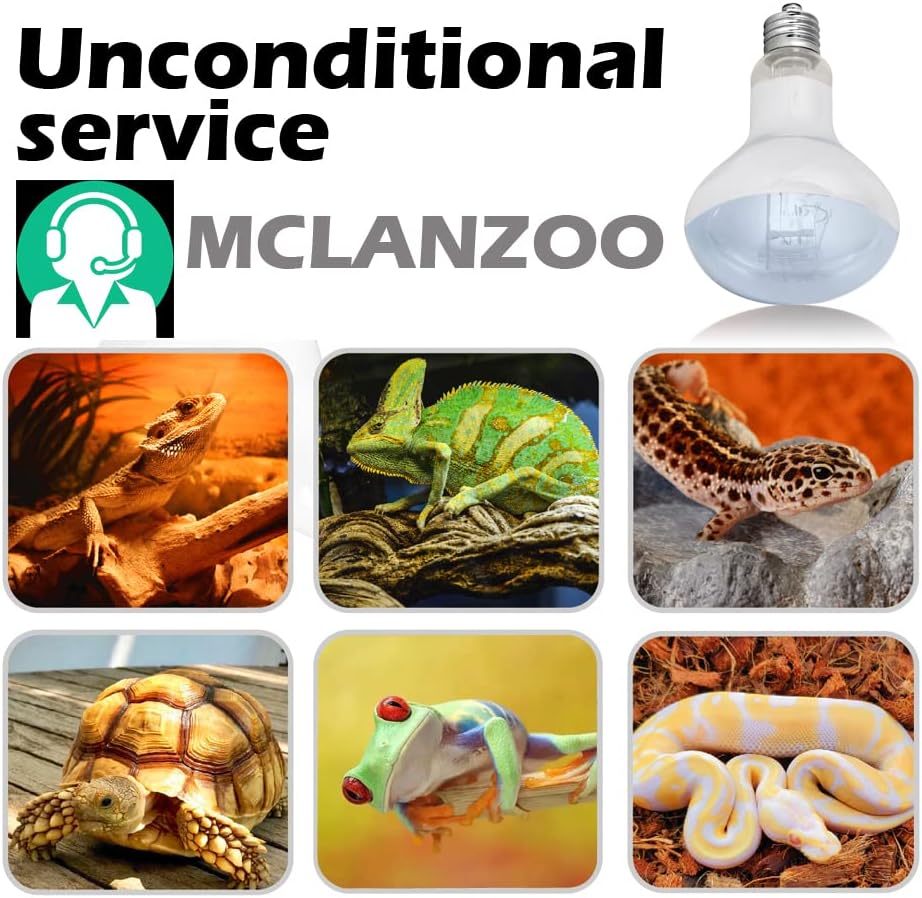 MCLANZOO reptile accessories packaging containing two pieces of seventy five watt UVA daylight terrarium lamps