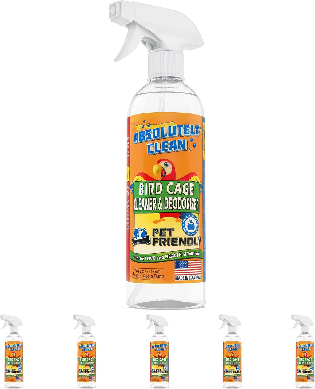 Absolutely Clean Amazing Bird Cage Cleaner and Deodorizer - Just Spray/Wipe - Safely & Easily Removes Bird Messes Quickly and Easily - Made in The US - Fragrance Free (16oz Pack of 1) - Image 14