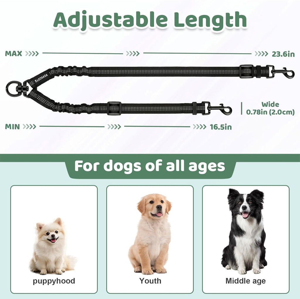 Close up view of the three hundred sixty degree zinc alloy metal rotating buckle on the dual dog lead.
