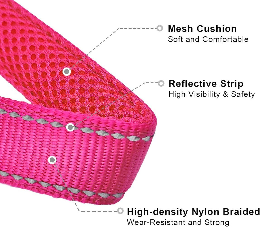 Soft breathable mesh interior padding of the pink large dog slip collar.