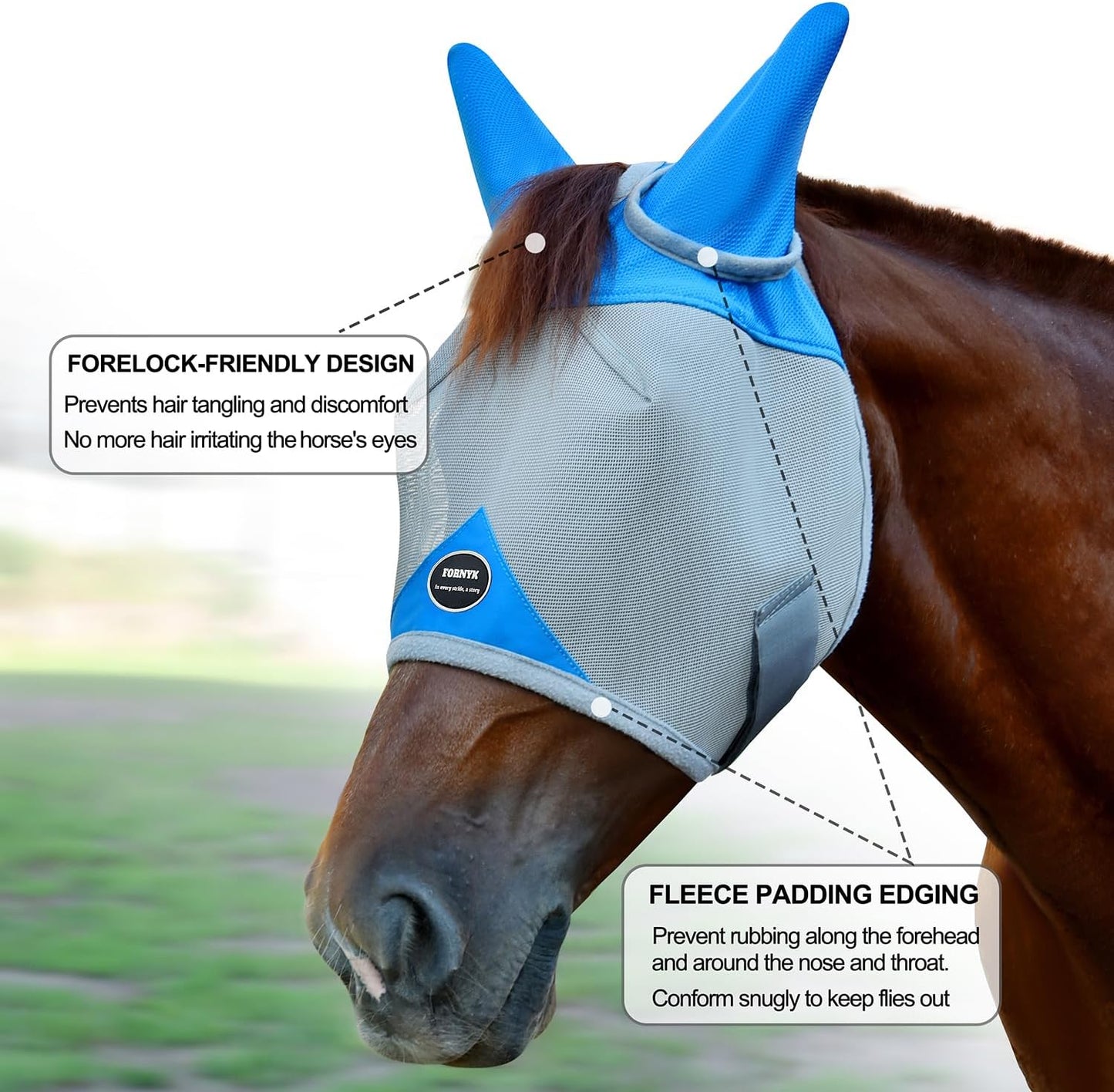 Side profile of Fornyk horse mask with soft fleece padding