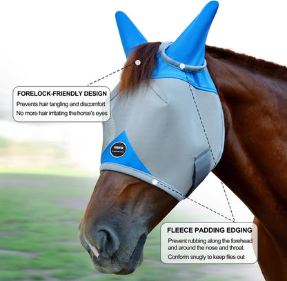 Side profile of Fornyk horse mask with soft fleece padding