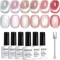 RARJSM Cat Eye Gel Nail Polish Set front view showing six bottles and magnet stick