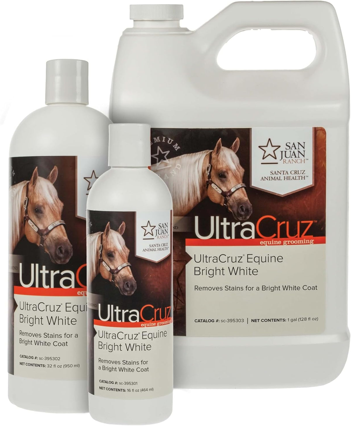 Back label details of UltraCruz horse purple shampoo showing usage instructions for removing tough stains