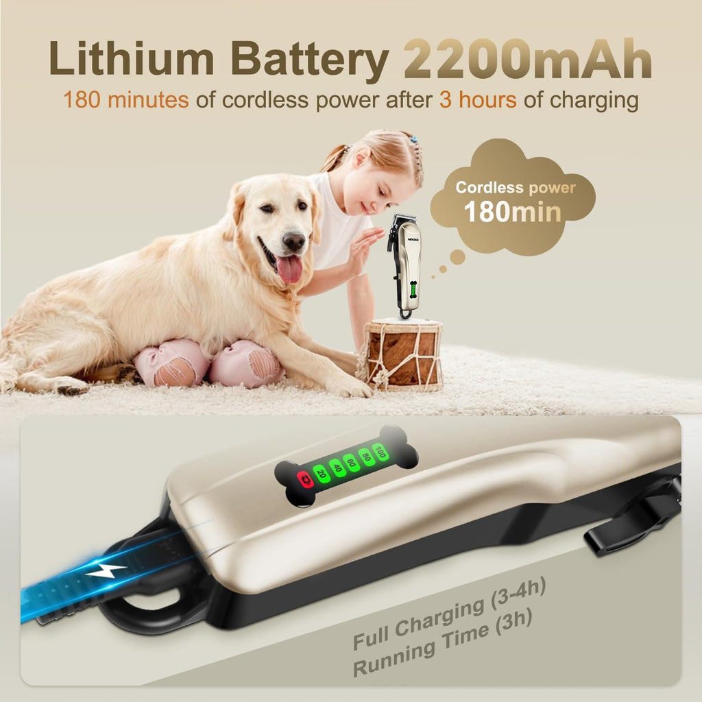 Close up of the low noise motor assembly on the gold pet grooming trimmer