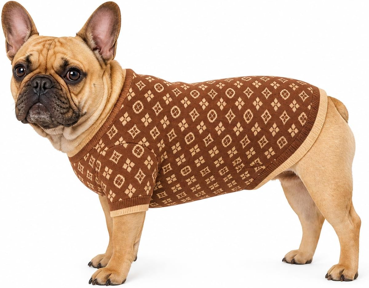 Authentic USA imported Everything Chic luxury pet sweater sizing packaging view