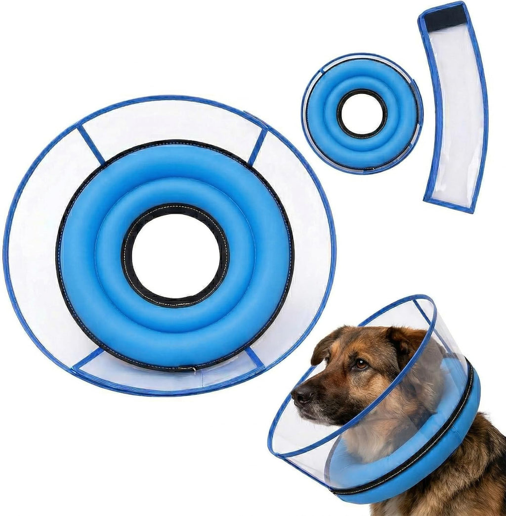 2-in-1 Soft Inflatable Dog Cone Collar Alternative with Enhanced Anti-Licking Guard Shield, Dog Collar After Surgery, Adjustable Recovery Cones for Large Medium Small Dogs and Cats(Blue, M+) - Image 13