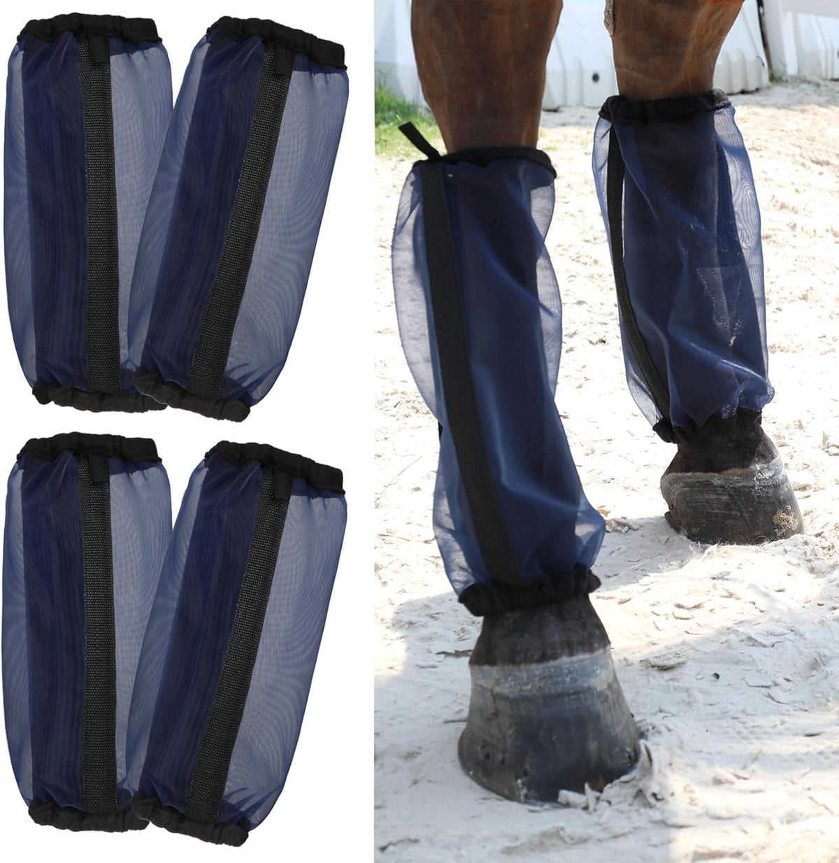 Wizbrio fine mesh horse fly boots front view in lavender purple four pack