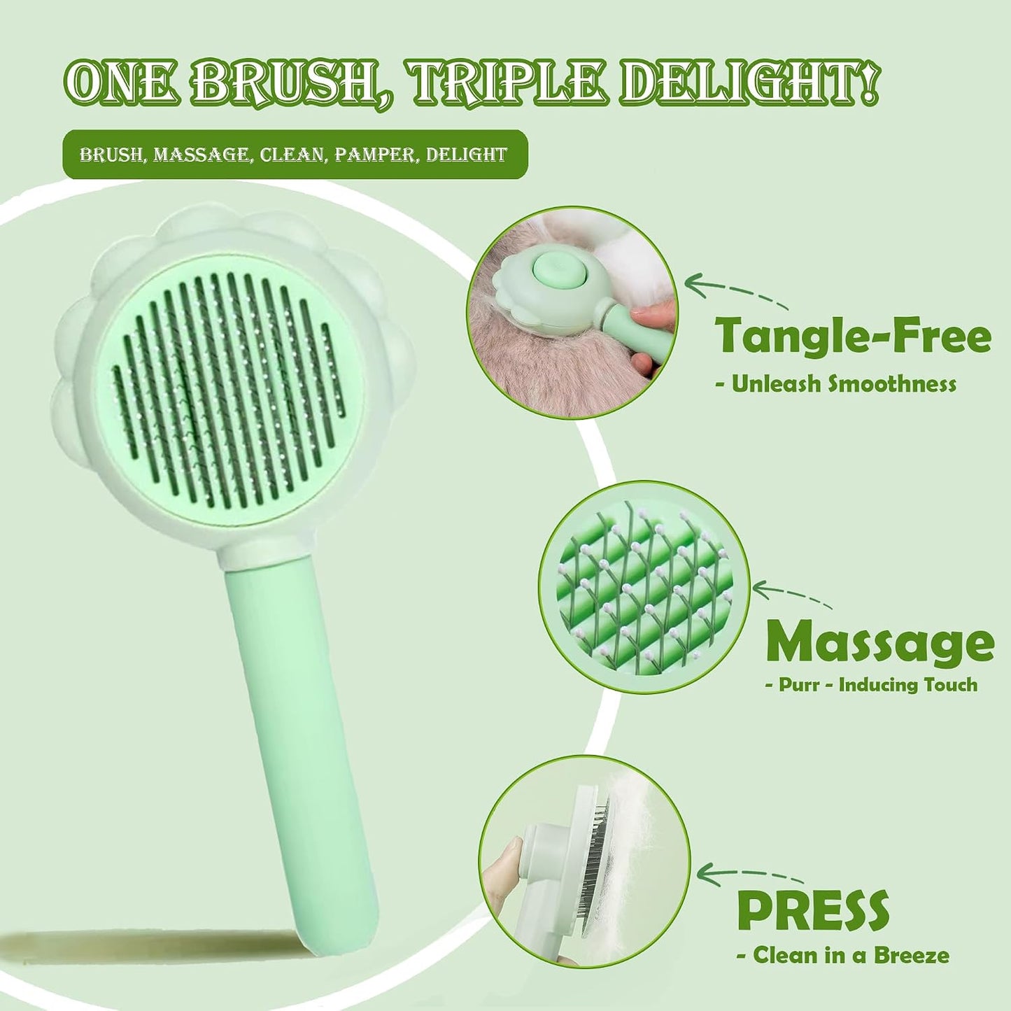 Self Cleaning Cat Brush for Shedding, LED Light Nail Clipper, Nail Clipper and Nail File, Slicker Brushes and Nail Trimmer for Long Haired Cats, Grooming Kit, Cat Lover Gifts - Image 4