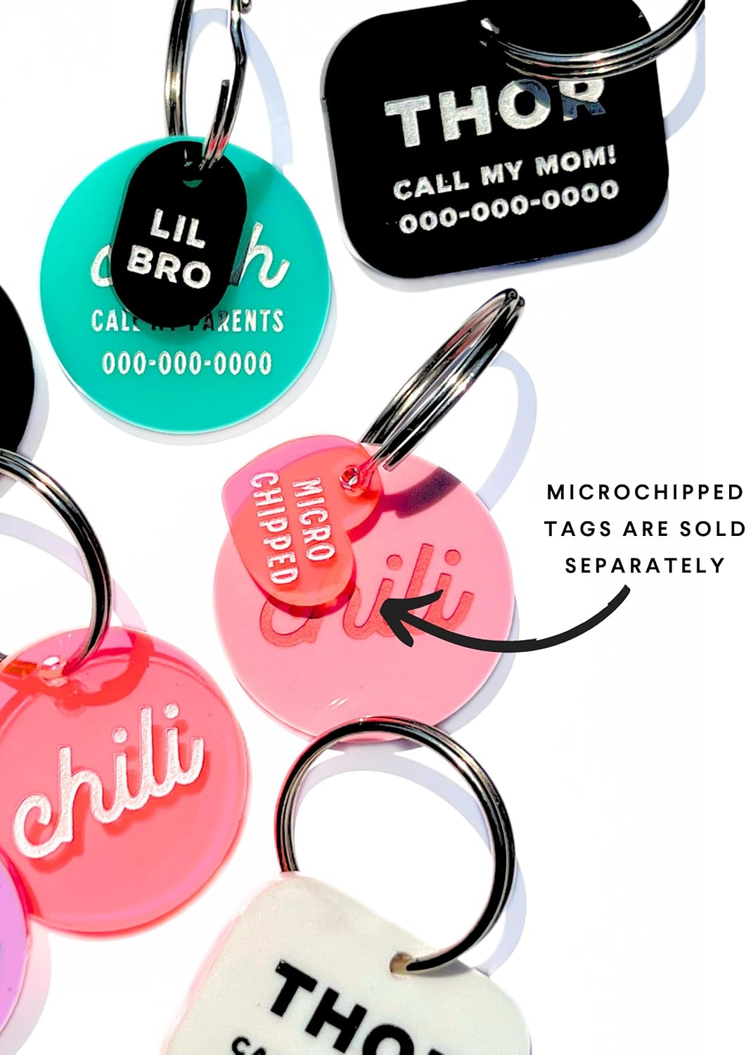 Personalized Pet ID Name Tag Charm - Custom Engraved Contact Information - Acrylic Collar Pendant w/Stainless Steel Ring for Harnesses - Lightweight for Dogs Cats (Cowboy Hat, Pink) - Image 9