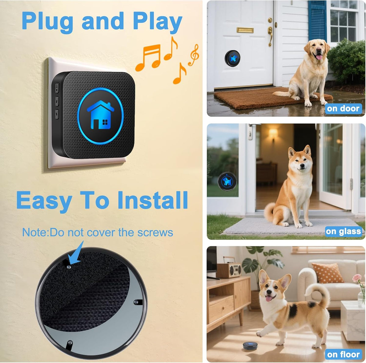 Dog pressing Cangecit touch sensitive door bell button