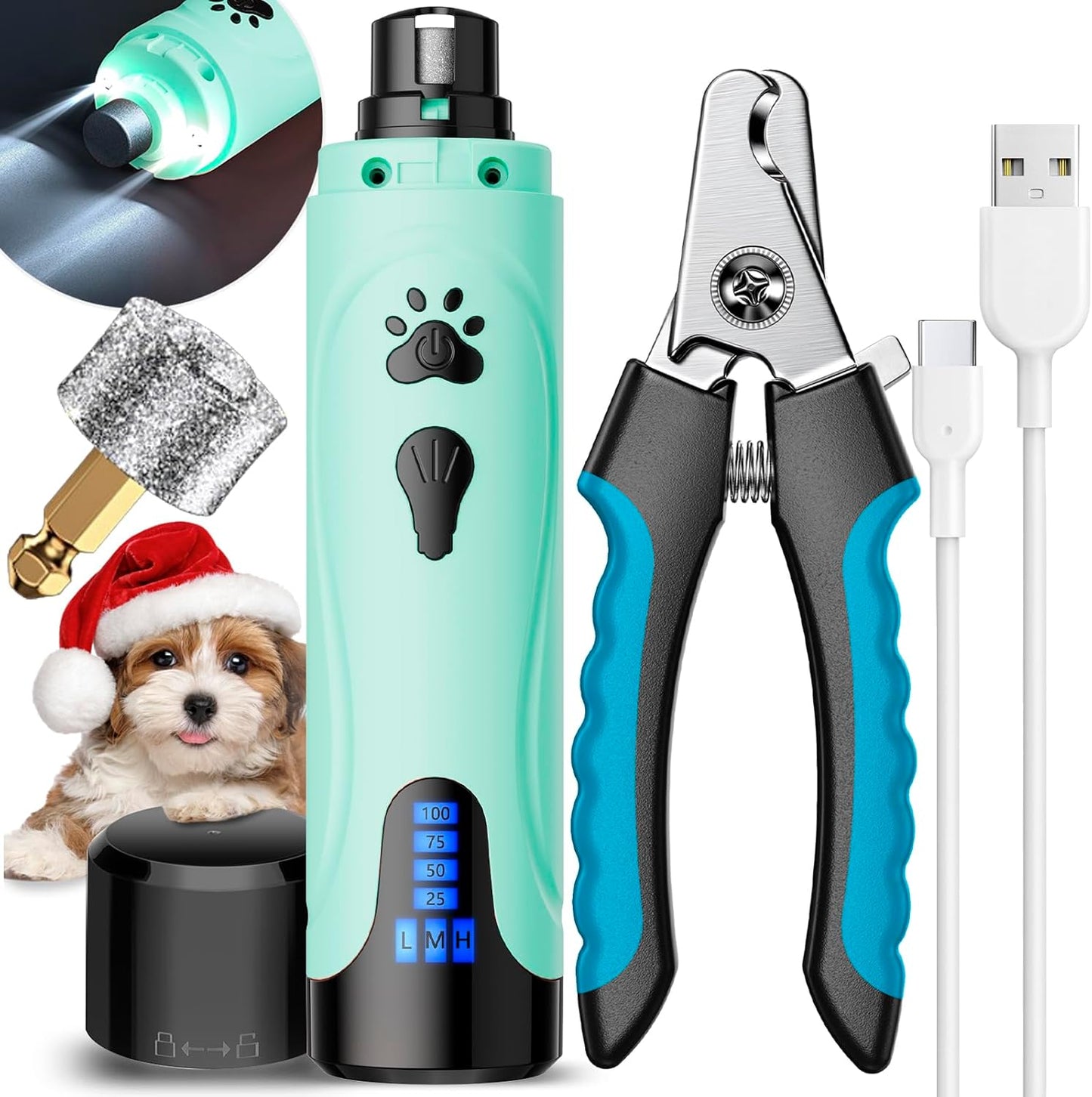 YABIFE Super Quiet Dog Nail Grinder & Clippers Kit with 2 LED Lights, 3 Speeds Up to 12,000 RPM, Lower Than 30dB Electric Pet Nail Trimmer for Small Medium Large Dogs and Cats - Image 13