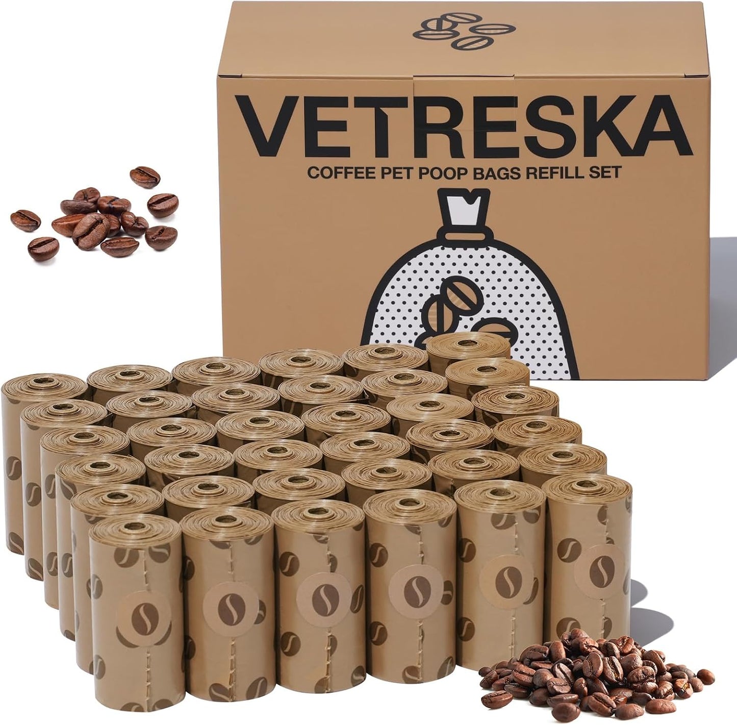 VETRESKA Dog Poop Bags Dispenser with Coffee Scented Waste Bags, Leak Proof, Extra Thick & Strong, 1 Holder and 105 Count Pet Poop Bags (7 Refill Rolls) for Dogs and Cats - Image 13