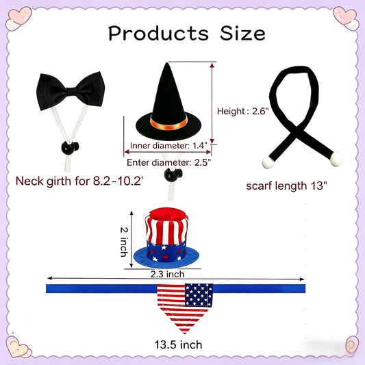 ZIOU adjustable pet witch hat and black bow tie for small animal Halloween celebrations