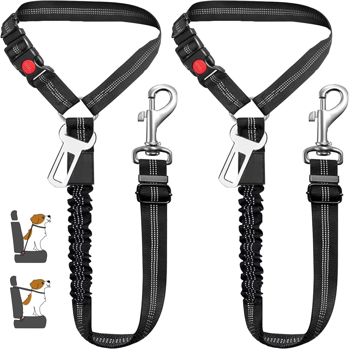 Dvedo 2-in-1 dog car seatbelt pack front view