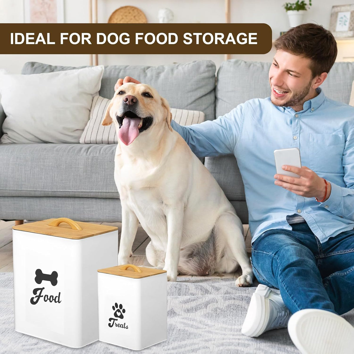 Small and large dog treat metal canisters