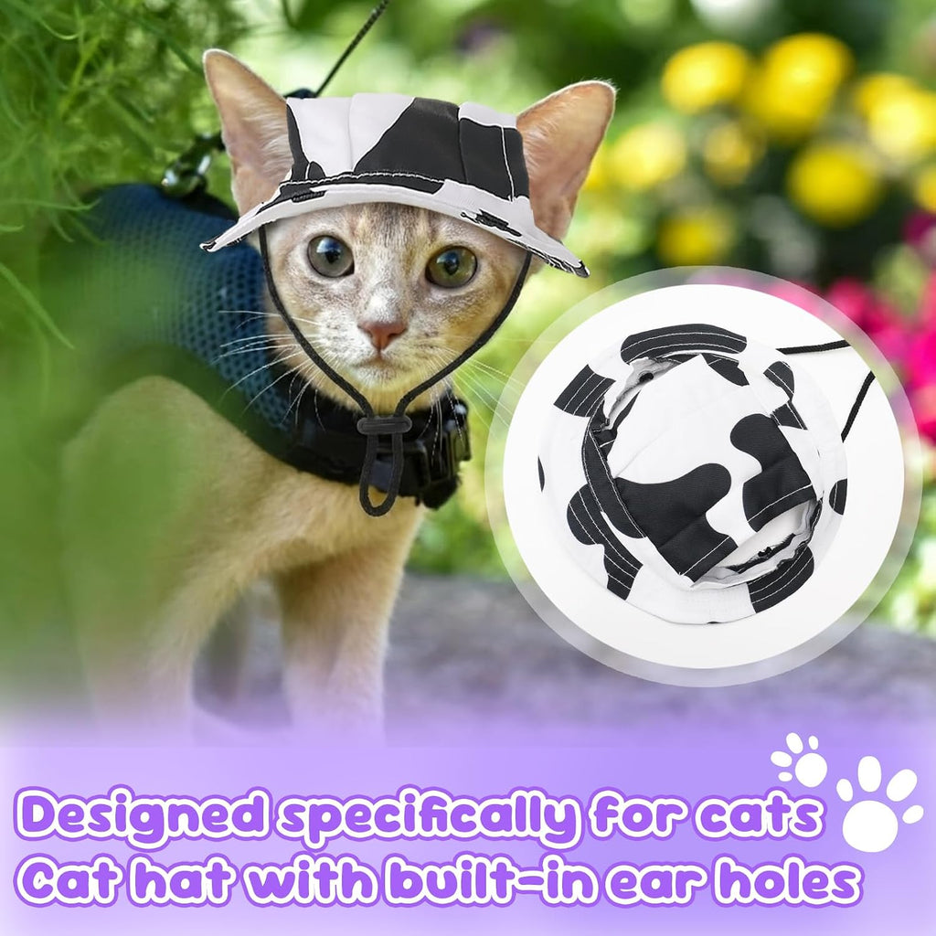 Close up of cat hat ear holes and adjustable chin strap.